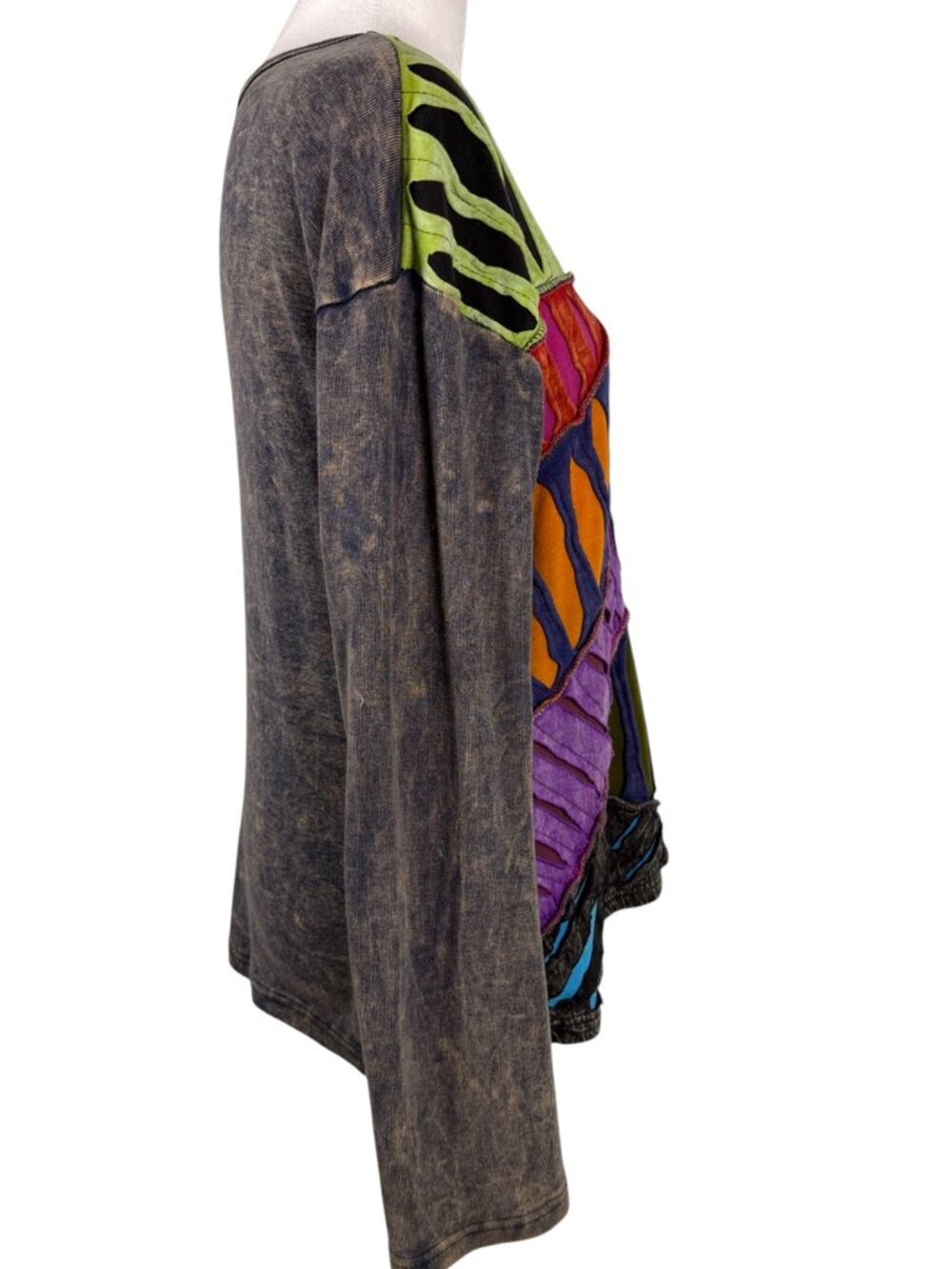 Rising International XL Handcrafted Patchwork Cutout Boho Top |100% Cotton Nepal - Picture 4 of 9